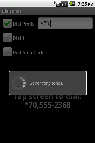 DialTones Dialing Screen